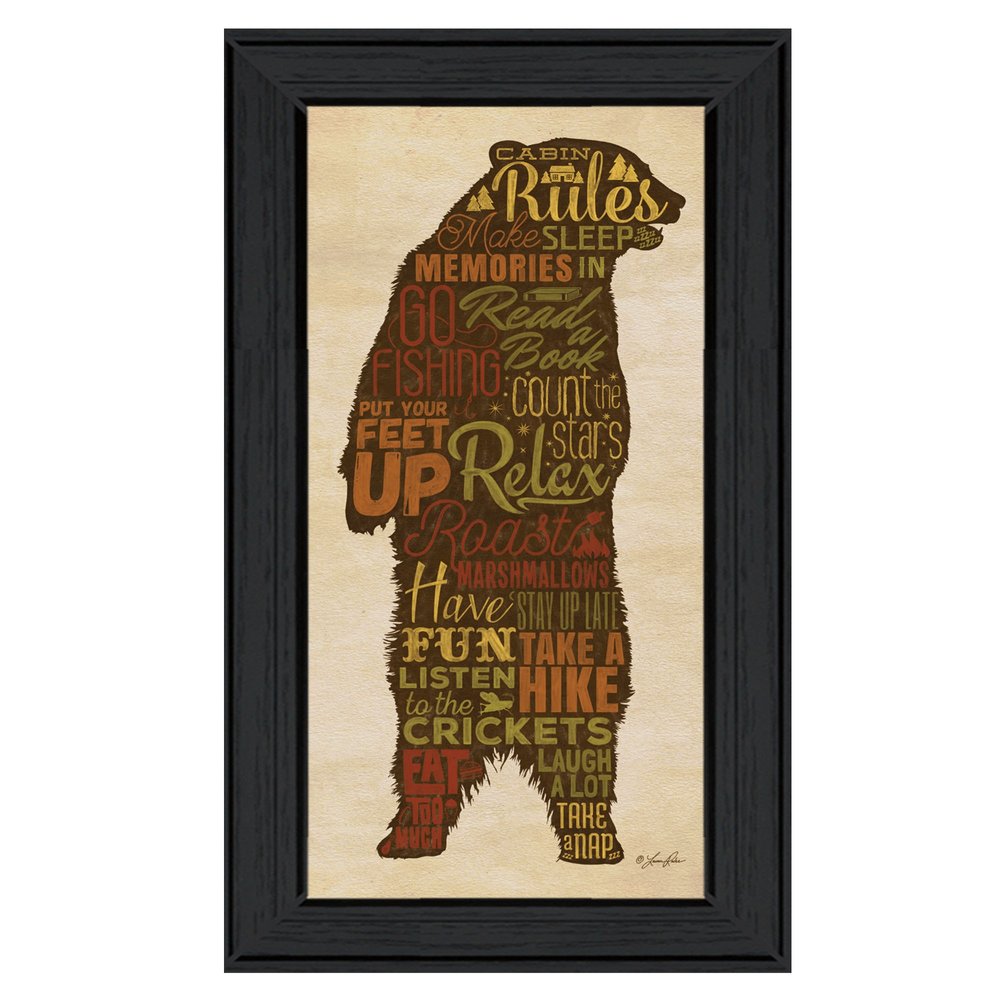 Cabin Rules 4 Black Framed Print Wall Art HomeRoots