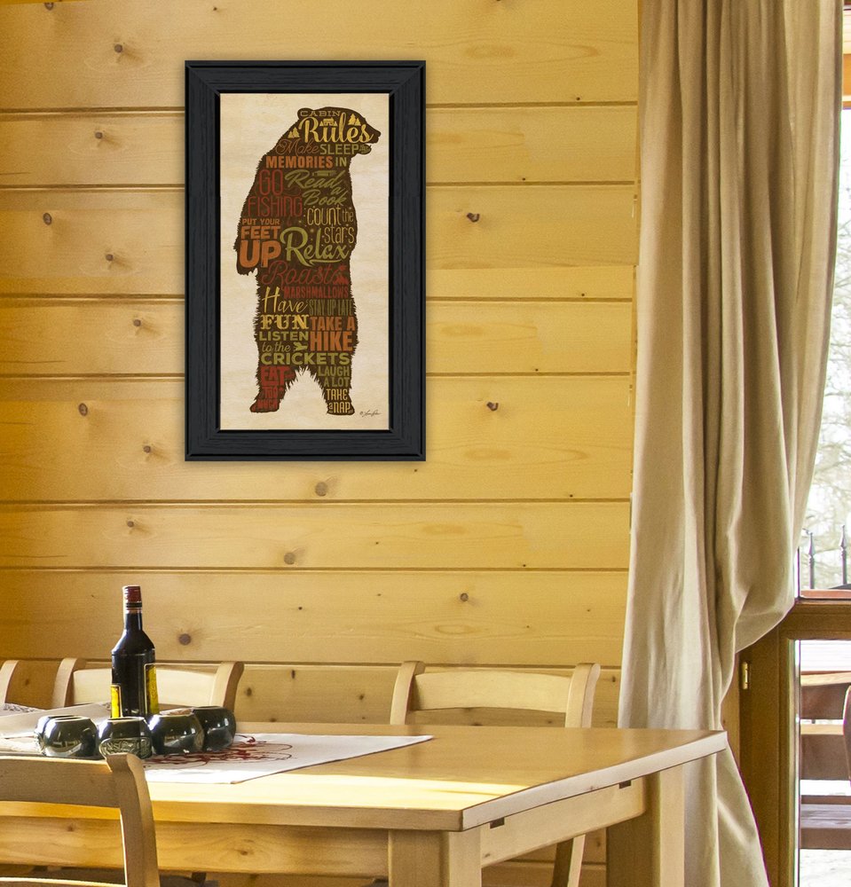 Cabin Rules 4 Black Framed Print Wall Art HomeRoots
