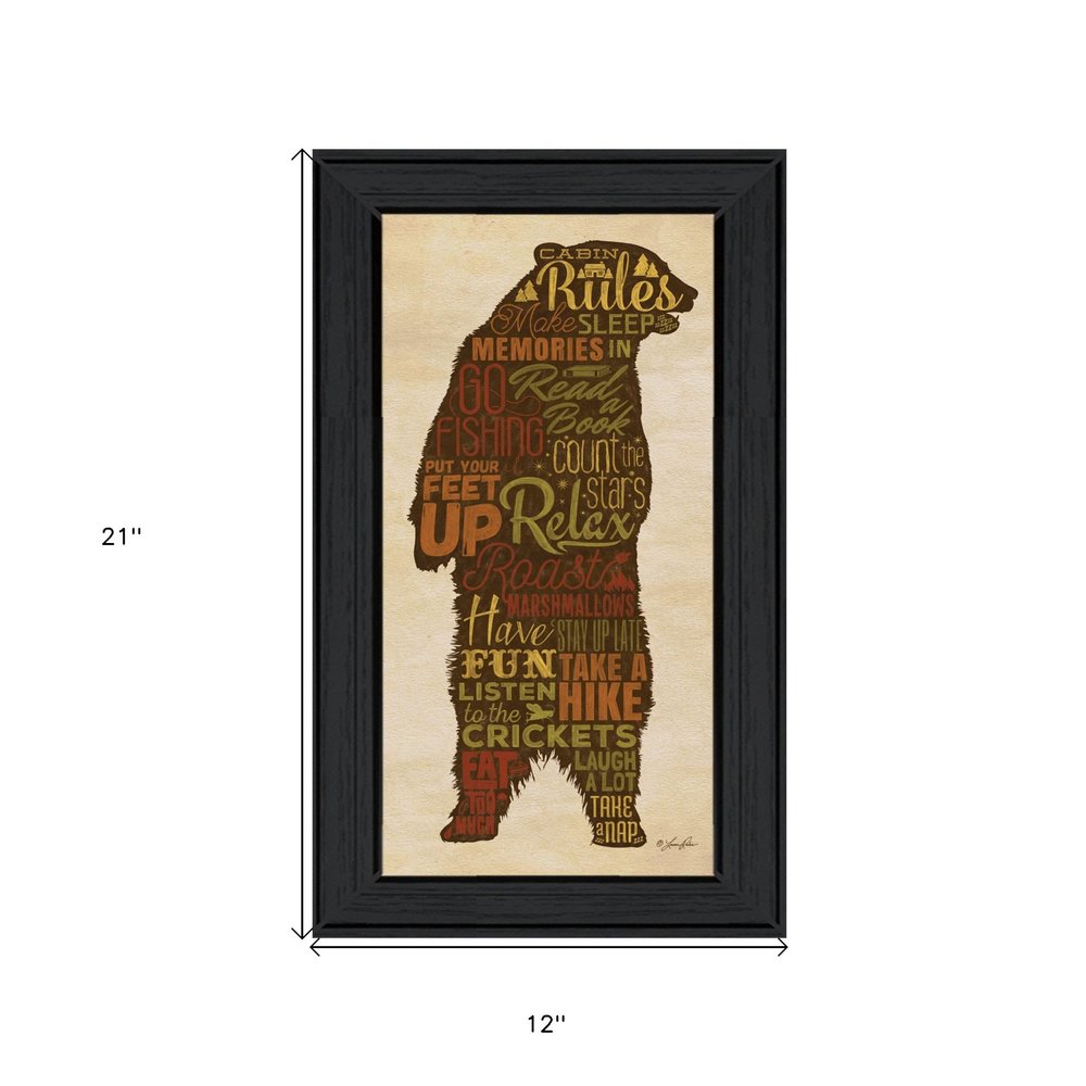 Cabin Rules 4 Black Framed Print Wall Art HomeRoots