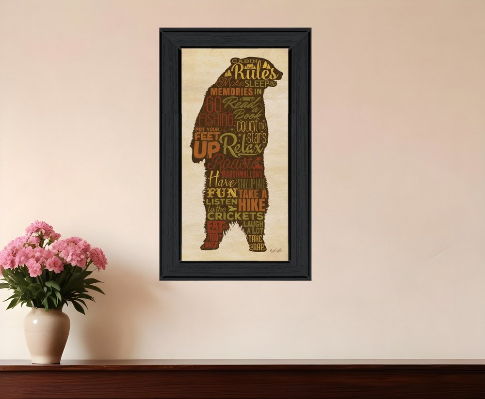 Cabin Rules 4 Black Framed Print Wall Art HomeRoots