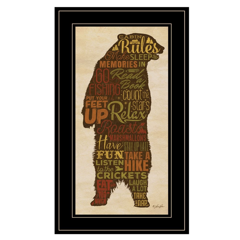 Cabin Rules 5 Black Framed Print Wall Art HomeRoots