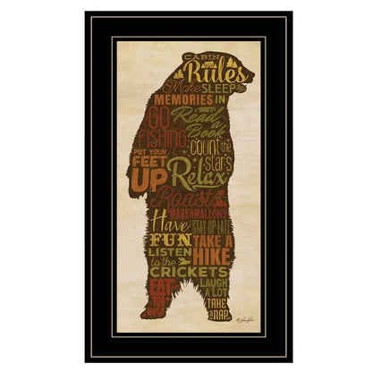 Cabin Rules 5 Black Framed Print Wall Art HomeRoots