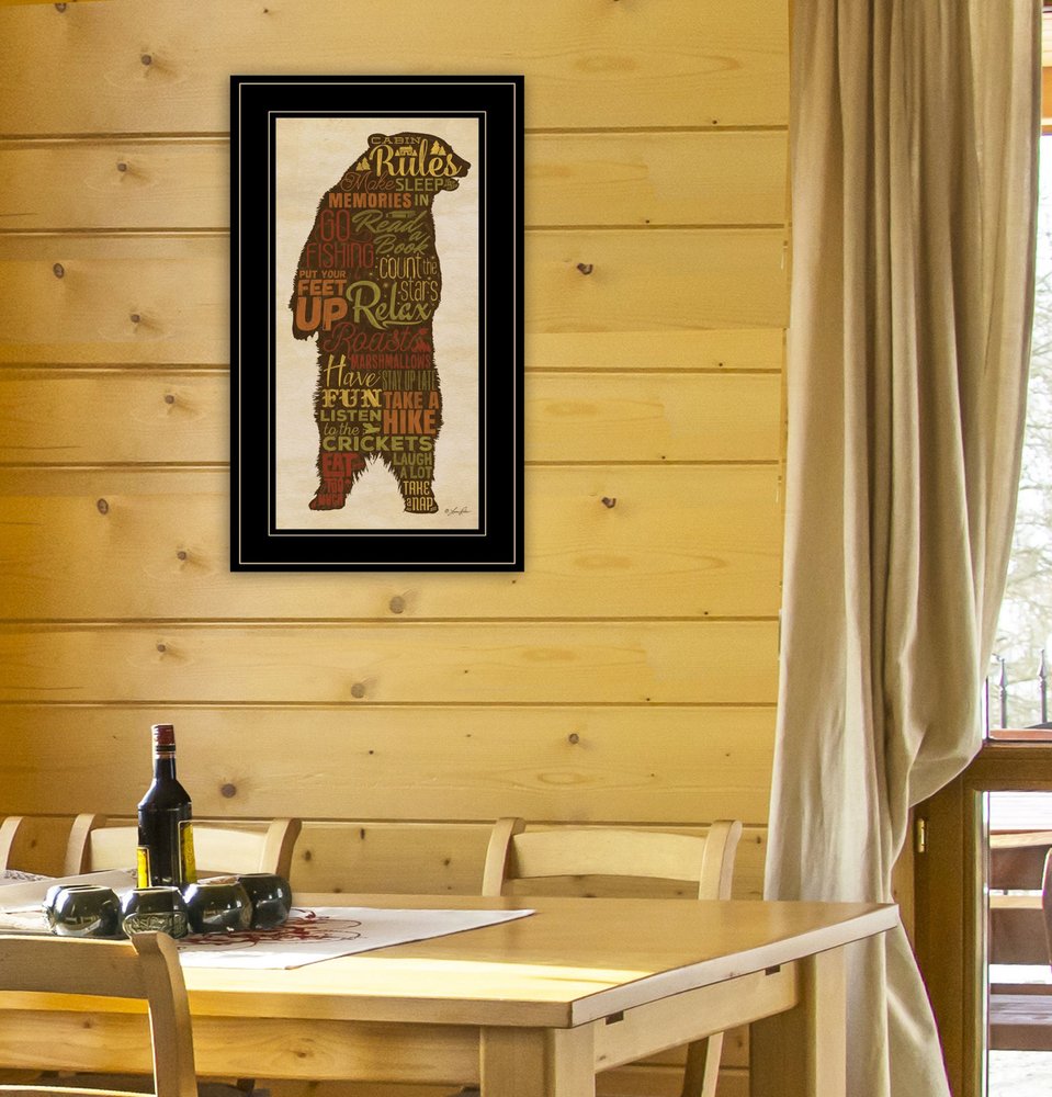Cabin Rules 5 Black Framed Print Wall Art HomeRoots