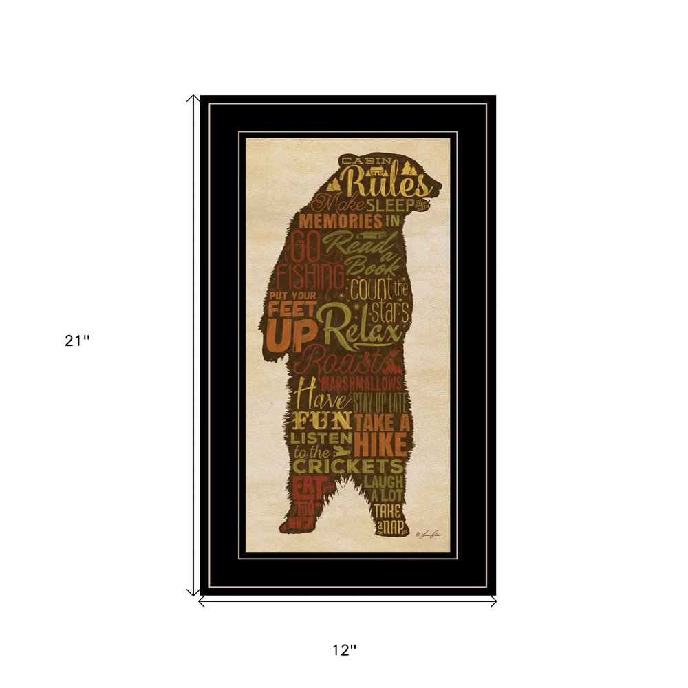 Cabin Rules 5 Black Framed Print Wall Art HomeRoots