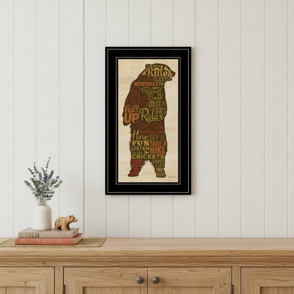 Cabin Rules 5 Black Framed Print Wall Art HomeRoots