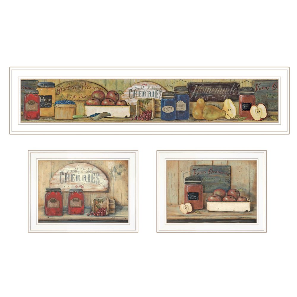 Set Of Three Country Kitchen 1 White Framed Print Kitchen Wall Art HomeRoots