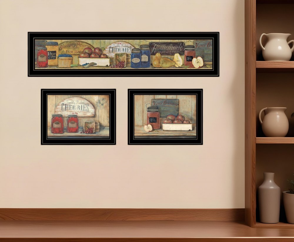 Set Of Three Country Kitchen 2 Black Framed Print Kitchen Wall Art HomeRoots