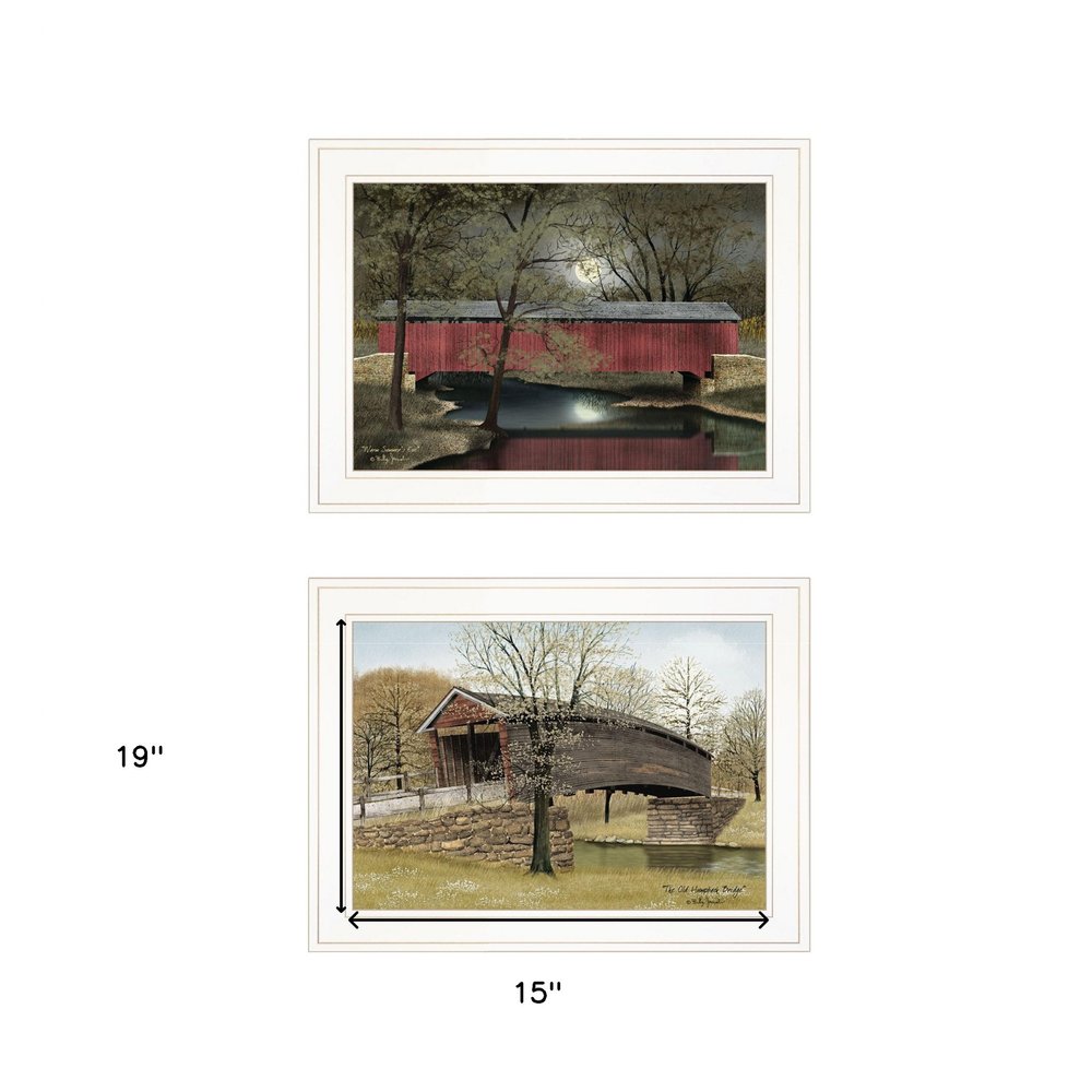 Set Of Two Bridges of 1 White Framed Print Wall Art HomeRoots