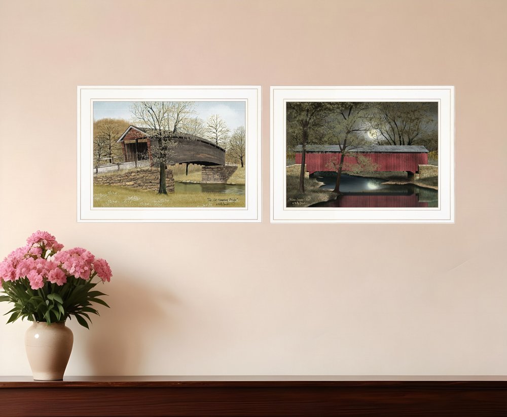 Set Of Two Bridges of 1 White Framed Print Wall Art HomeRoots