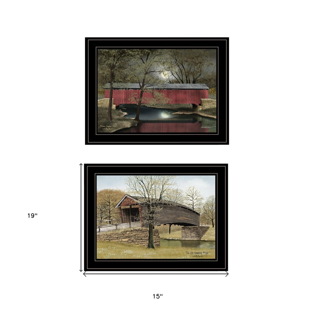 Set Of Two Bridges of 2 Black Framed Print Wall Art HomeRoots