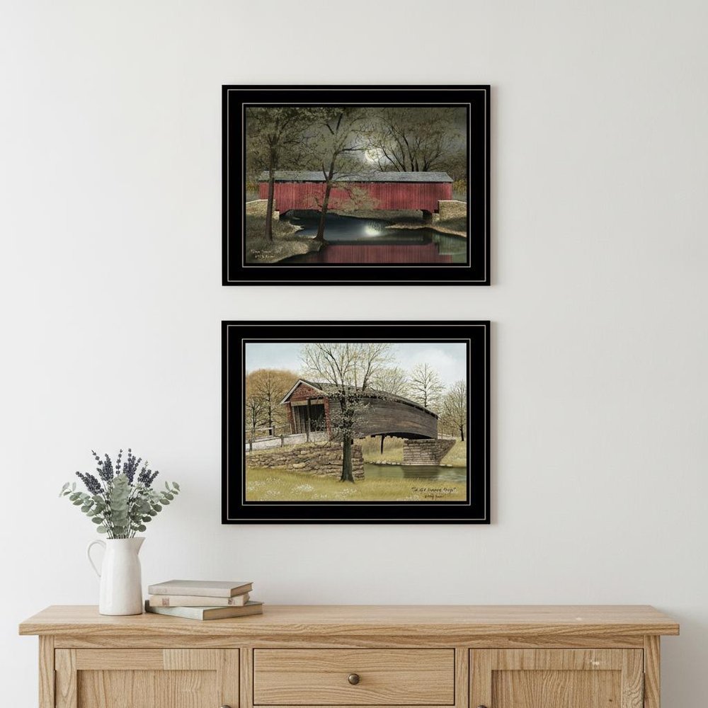 Set Of Two Bridges of 2 Black Framed Print Wall Art HomeRoots