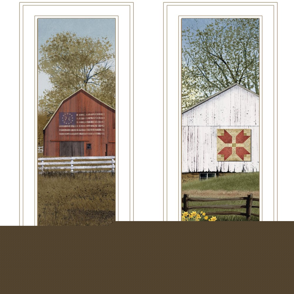 Set Of Two Country Barns 1 White Framed Print Wall Art HomeRoots