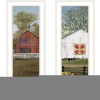 Set Of Two Country Barns 1 White Framed Print Wall Art HomeRoots