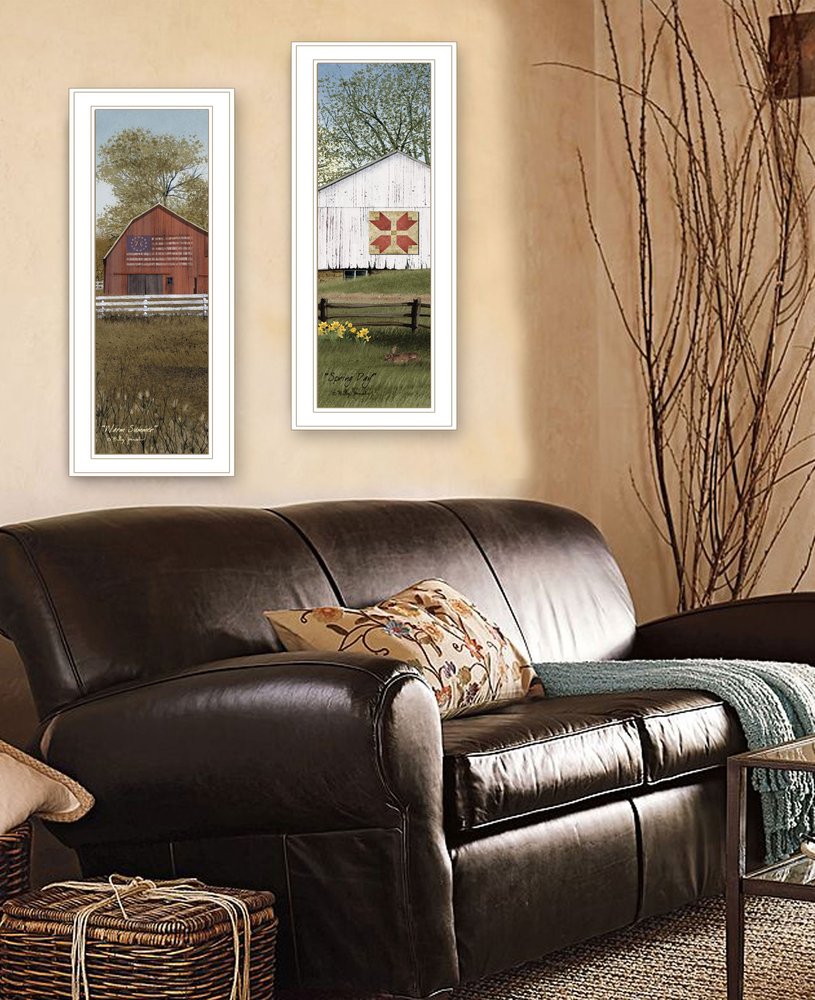 Set Of Two Country Barns 1 White Framed Print Wall Art HomeRoots
