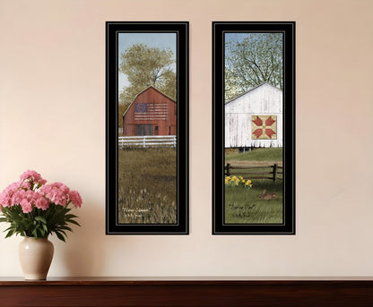 Set Of Two Country Barns 2 Black Framed Print Wall Art HomeRoots