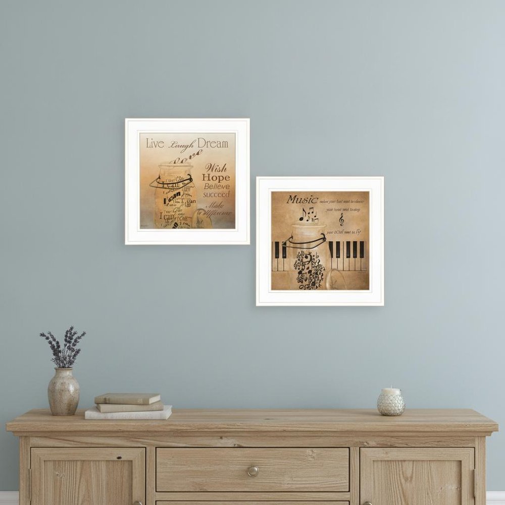 Set Of Two Music 1 White Framed Print Wall Art HomeRoots