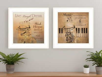 Set Of Two Music 1 White Framed Print Wall Art HomeRoots