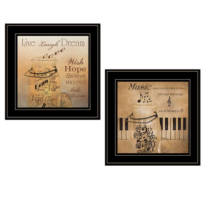 Set Of Two Music 2 Black Framed Print Wall Art HomeRoots