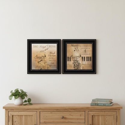 Set Of Two Music 2 Black Framed Print Wall Art HomeRoots