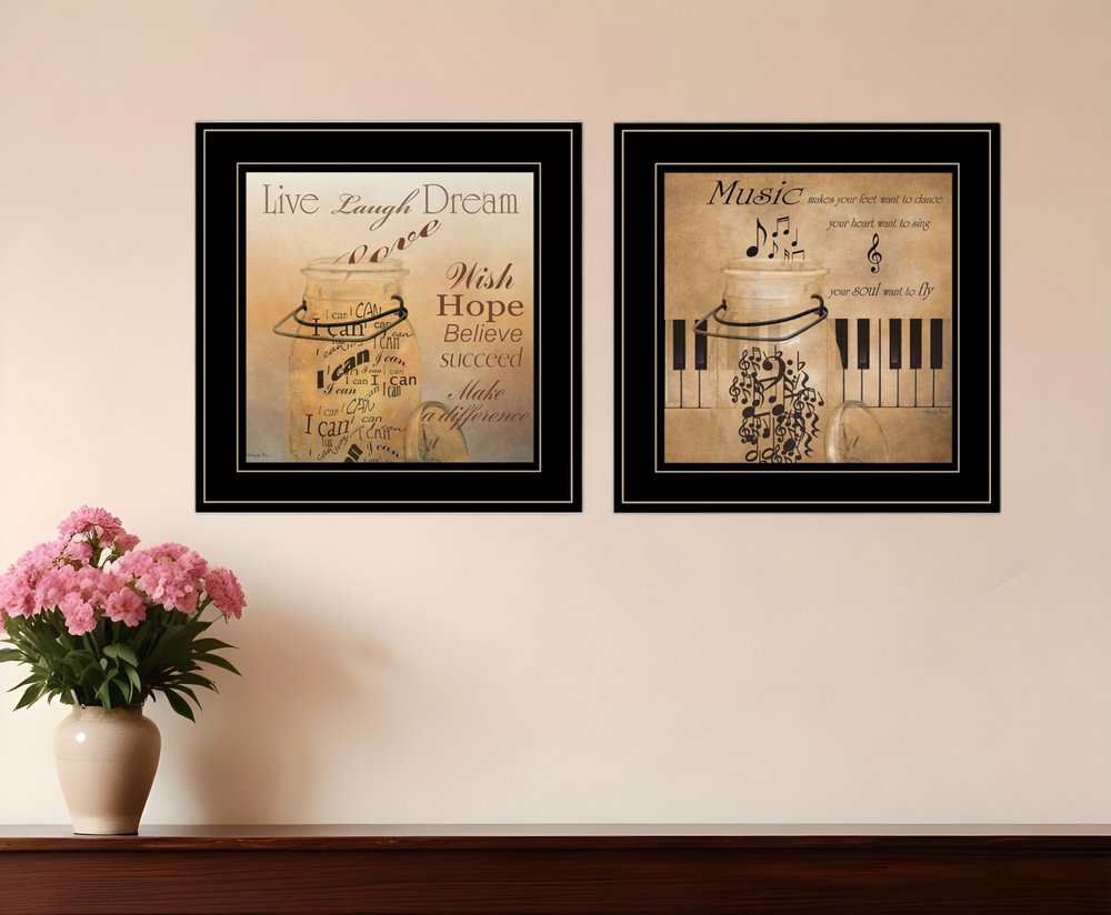Set Of Two Music 2 Black Framed Print Wall Art HomeRoots