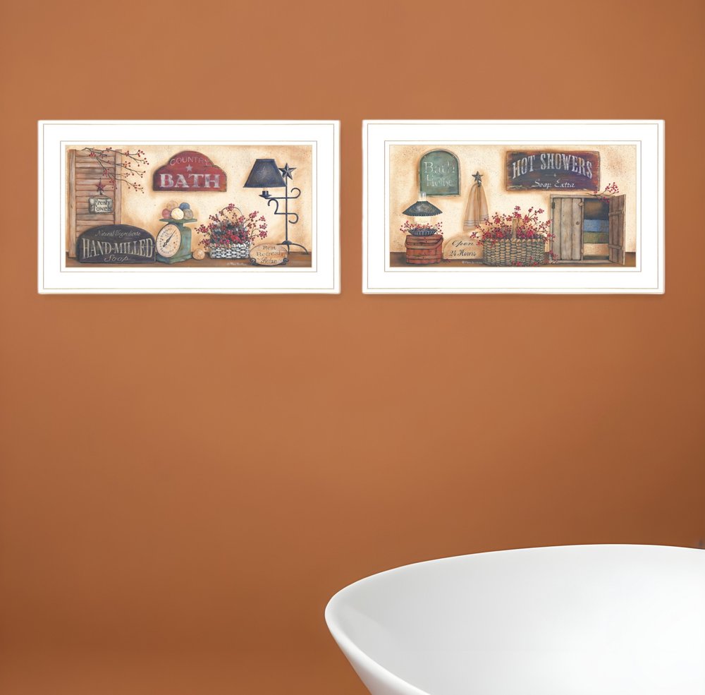 Set Of Two Bath 2 White Framed Print Bathroom Wall Art HomeRoots