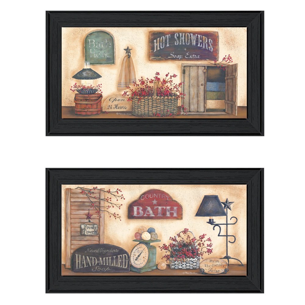 Set Of Two Bath 3 Black Framed Print Bathroom Wall Art HomeRoots