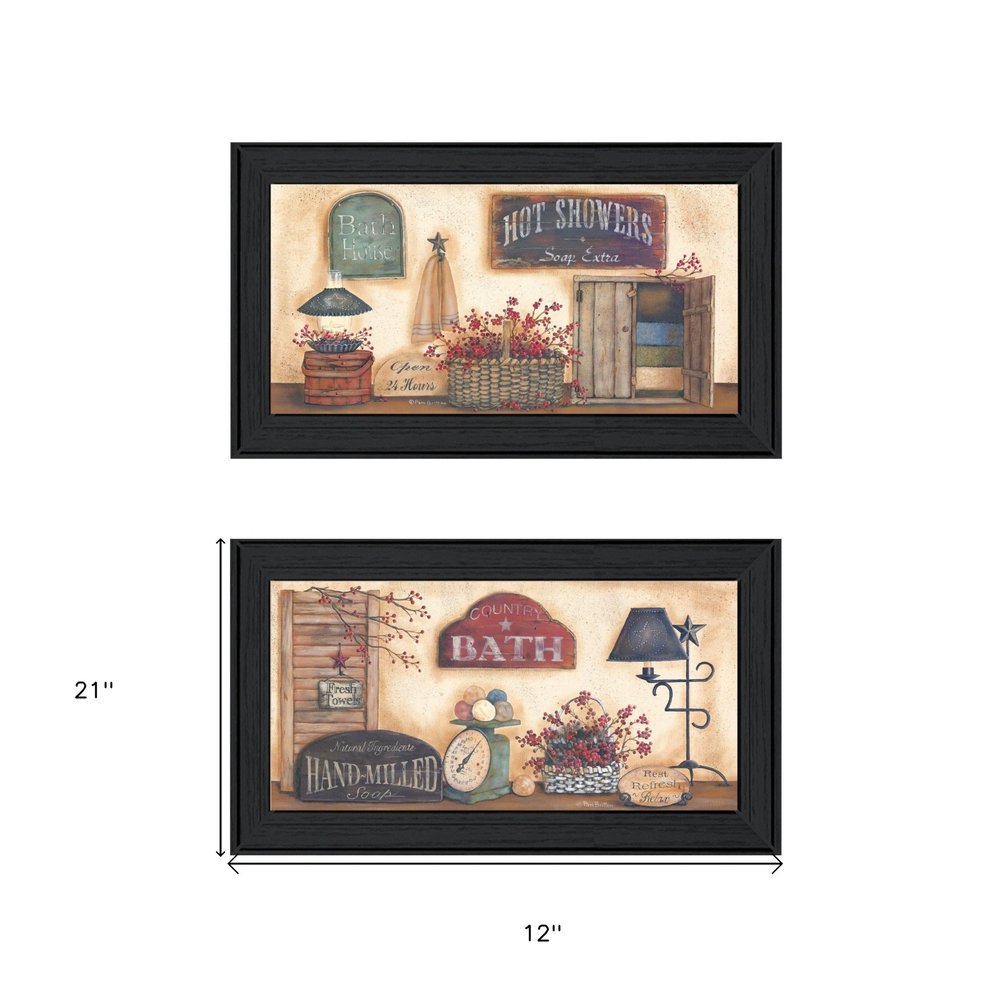 Set Of Two Bath 3 Black Framed Print Bathroom Wall Art HomeRoots