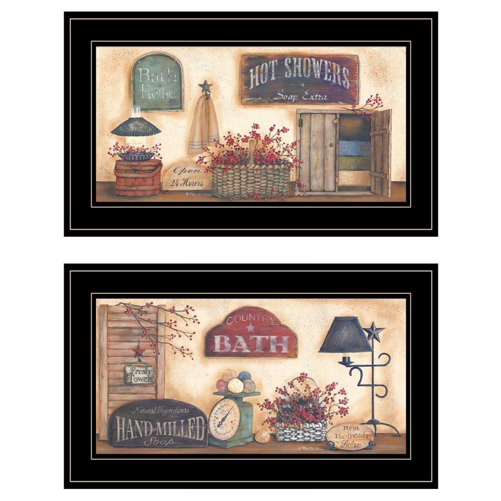 Set Of Two Bath 4 Black Framed Print Bathroom Wall Art HomeRoots