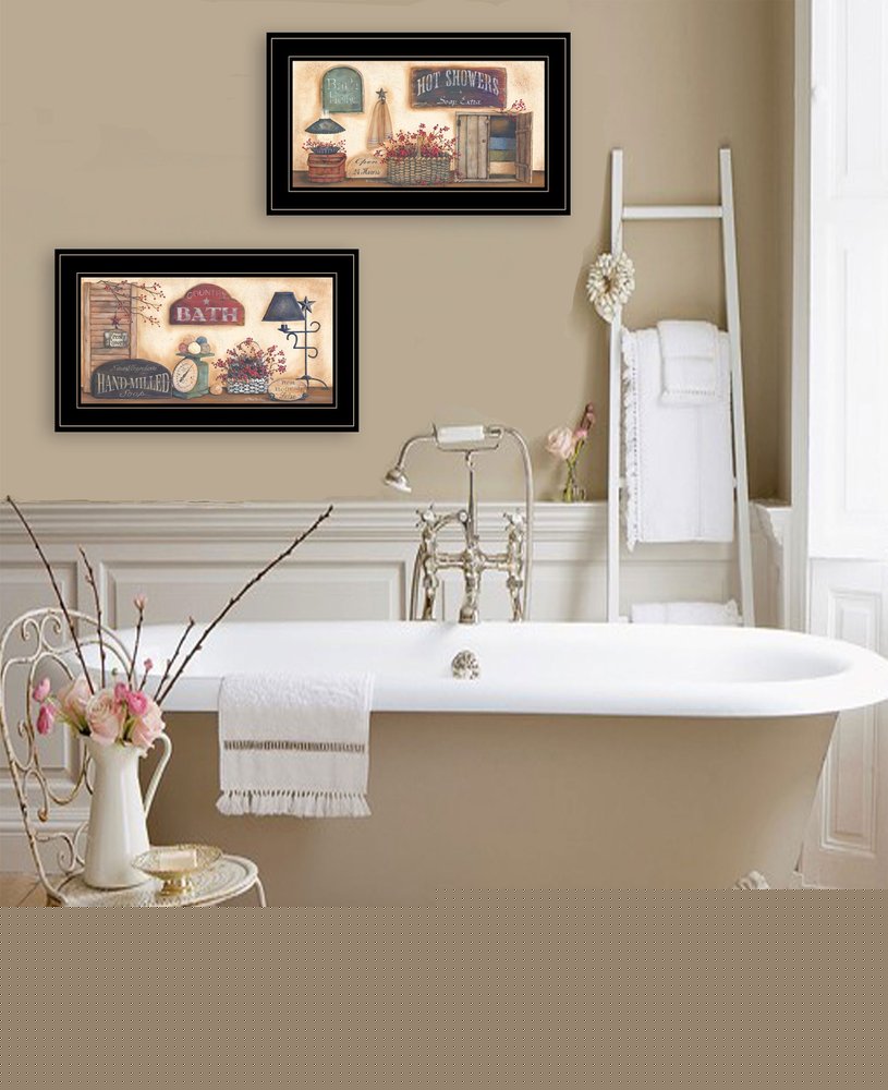 Set Of Two Bath 4 Black Framed Print Bathroom Wall Art HomeRoots