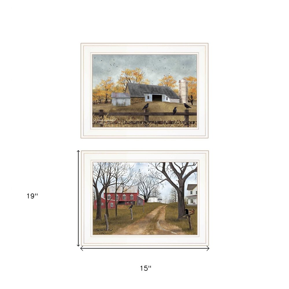 Set Of Two Country Roads 1 White Framed Print Wall Art HomeRoots