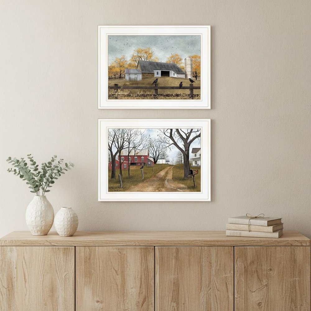 Set Of Two Country Roads 1 White Framed Print Wall Art HomeRoots