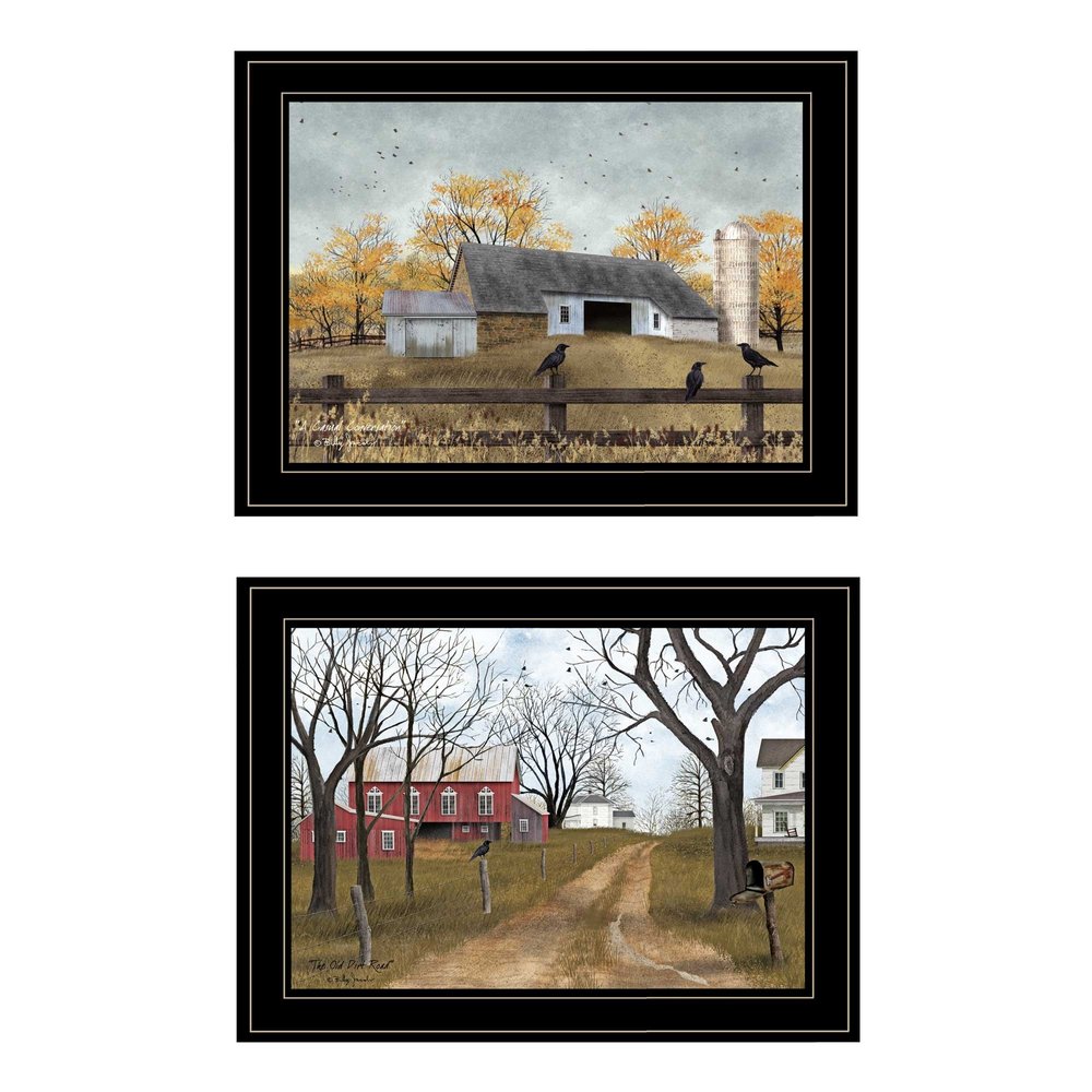 Set Of Two Country Roads 2 Black Framed Print Wall Art HomeRoots