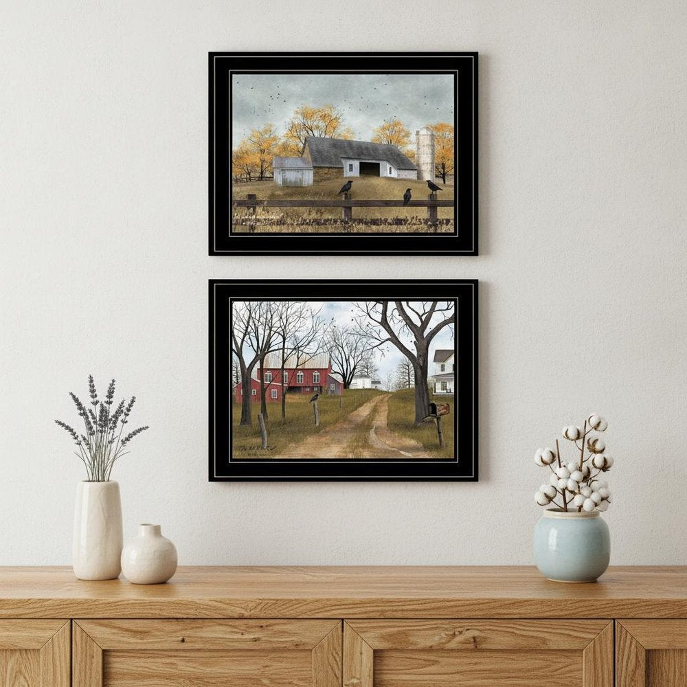 Set Of Two Country Roads 2 Black Framed Print Wall Art HomeRoots