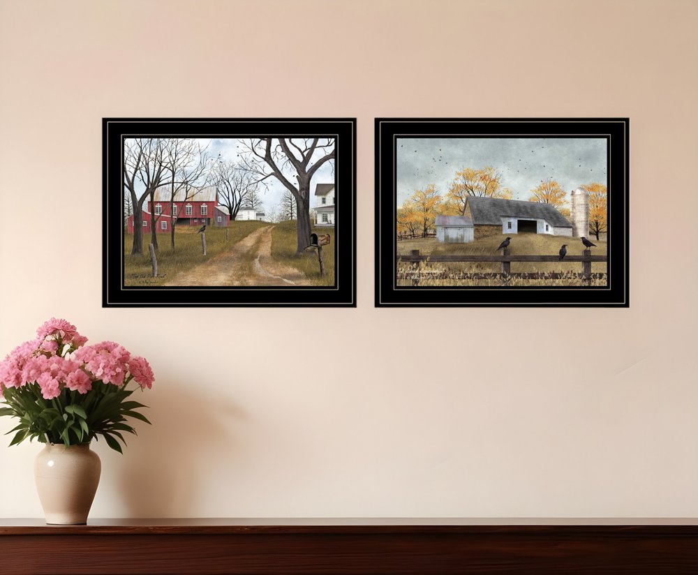 Set Of Two Country Roads 2 Black Framed Print Wall Art HomeRoots