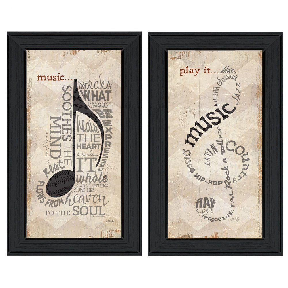 Set Of Two Music 8 Black Framed Print Wall Art HomeRoots