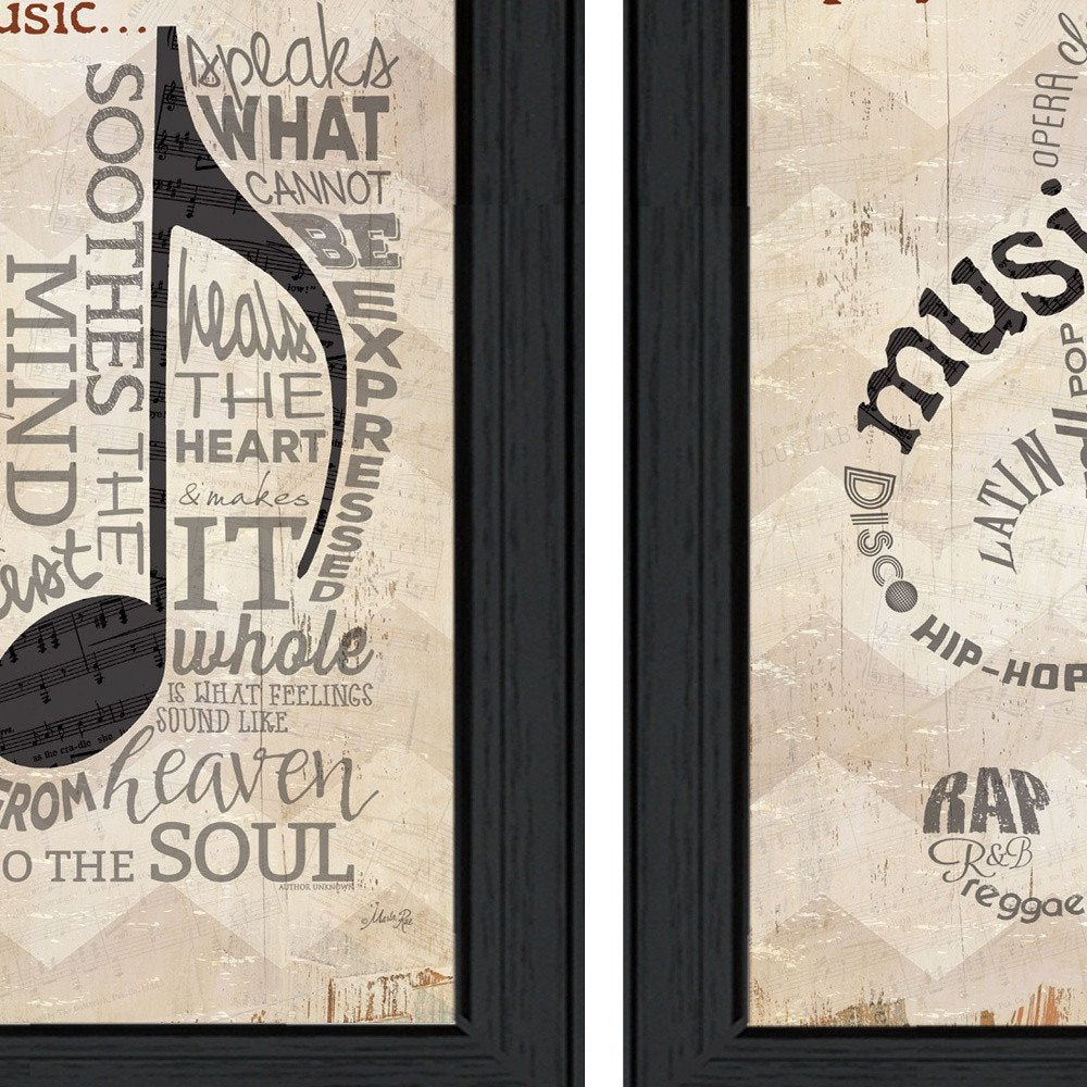 Set Of Two Music 8 Black Framed Print Wall Art HomeRoots