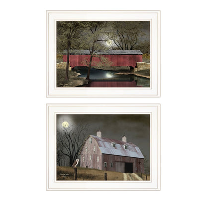 Set Of Two Midnight Moon 1 White Framed Print Wall Art HomeRoots