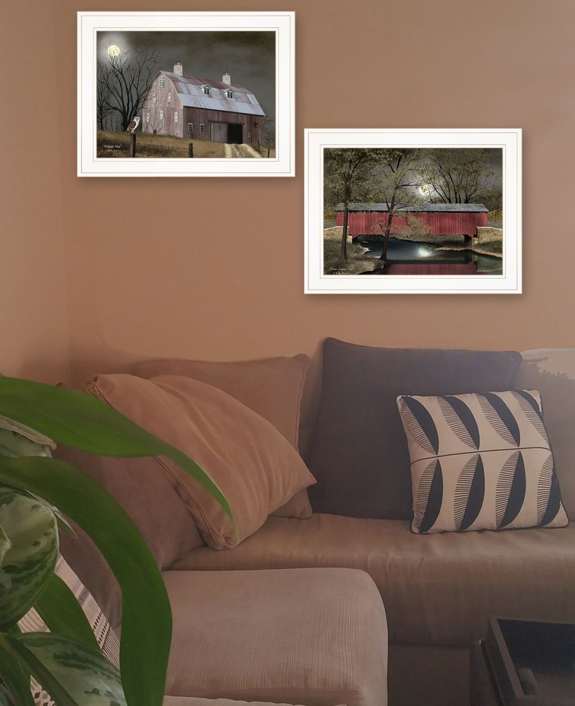 Set Of Two Midnight Moon 1 White Framed Print Wall Art HomeRoots
