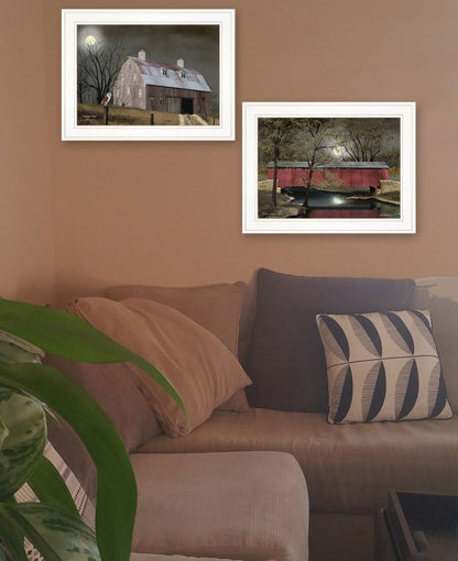 Set Of Two Midnight Moon 1 White Framed Print Wall Art HomeRoots