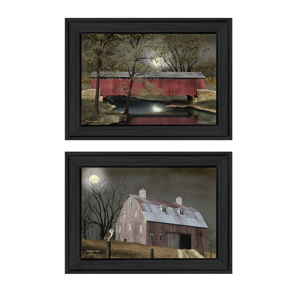 Set Of Two Midnight Moon 2 Black Framed Print Wall Art HomeRoots