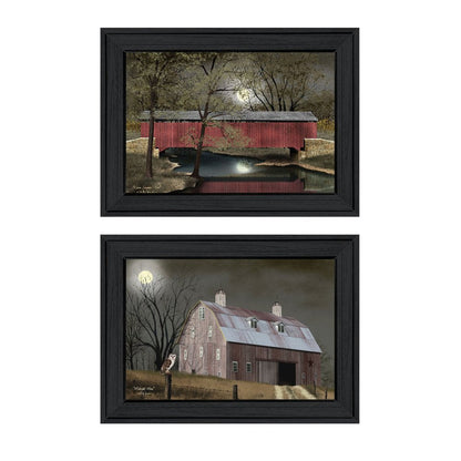 Set Of Two Midnight Moon 2 Black Framed Print Wall Art HomeRoots
