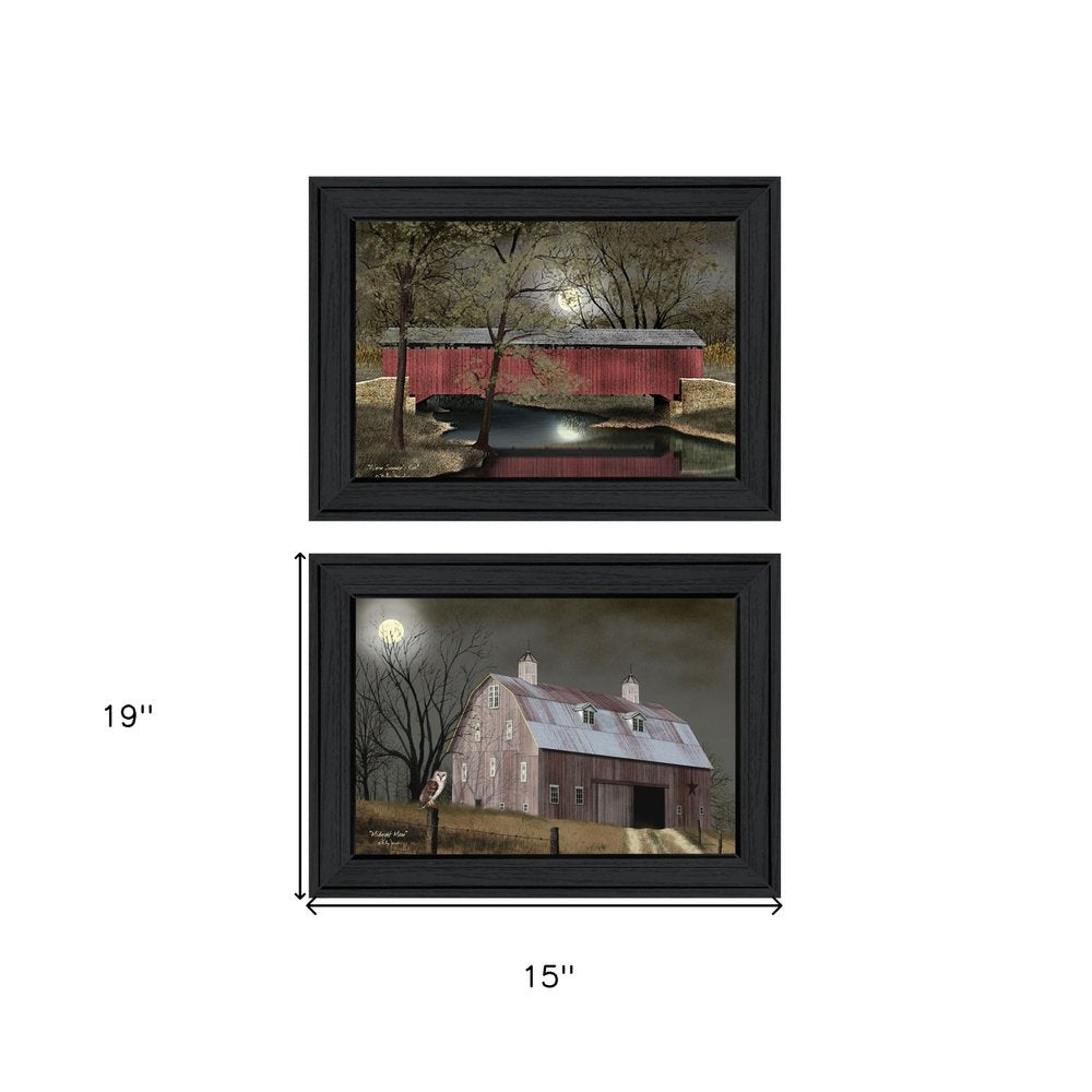 Set Of Two Midnight Moon 2 Black Framed Print Wall Art HomeRoots