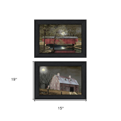 Set Of Two Midnight Moon 2 Black Framed Print Wall Art HomeRoots
