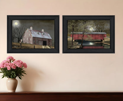 Set Of Two Midnight Moon 2 Black Framed Print Wall Art HomeRoots