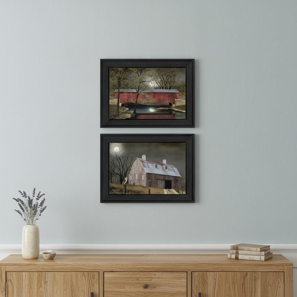 Set Of Two Midnight Moon 2 Black Framed Print Wall Art HomeRoots