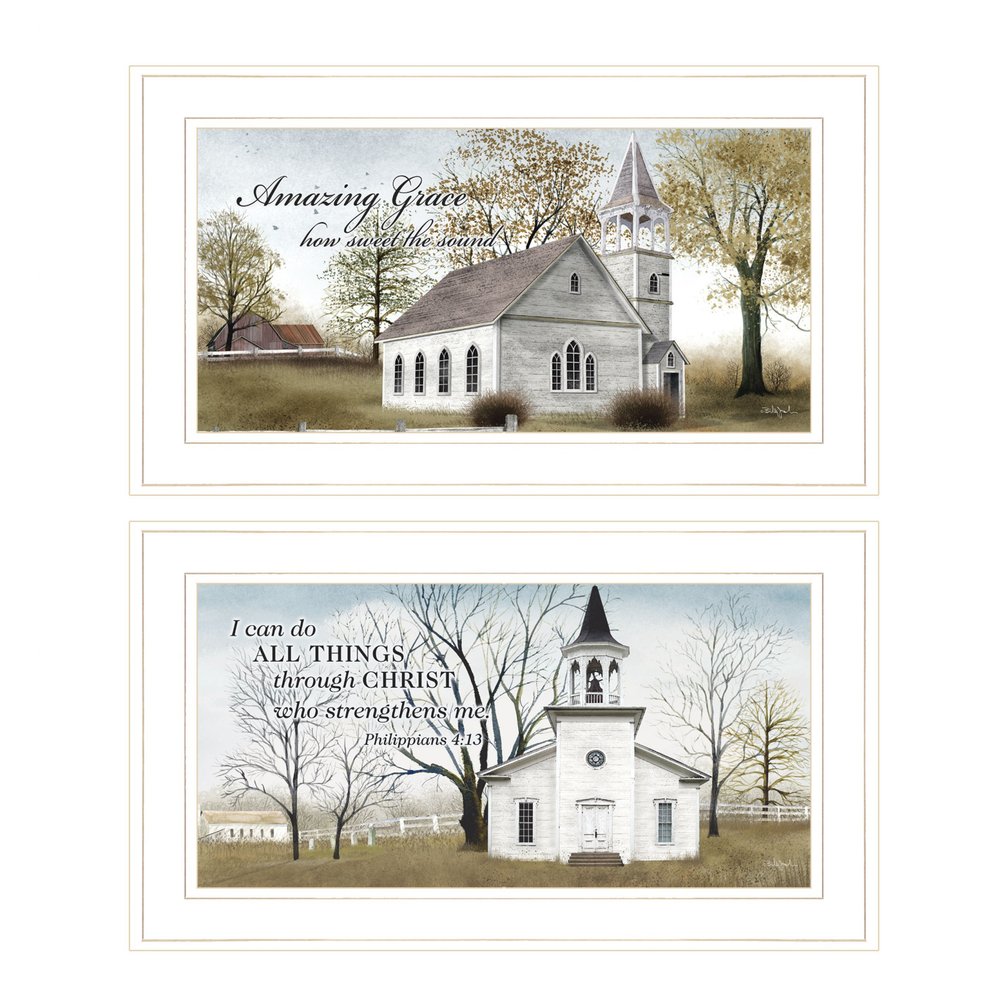 Set Of Two Amazing Grace 2 White Framed Print Wall Art HomeRoots