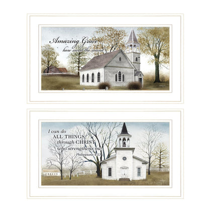 Set Of Two Amazing Grace 2 White Framed Print Wall Art HomeRoots