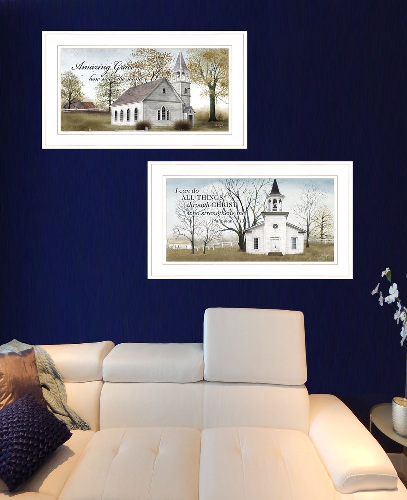 Set Of Two Amazing Grace 2 White Framed Print Wall Art HomeRoots