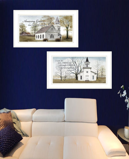 Set Of Two Amazing Grace 2 White Framed Print Wall Art HomeRoots