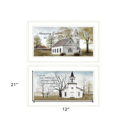 Set Of Two Amazing Grace 2 White Framed Print Wall Art HomeRoots